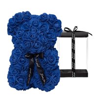 Magideal - Oso De Peluche Con Forma De Rosa, Ideal Como Decoración Para Aniversarios, Fiestas, Bodas, Flores Artificiales Con Caja De Regalo Para Esposa Y Novia. Azul Oscuro