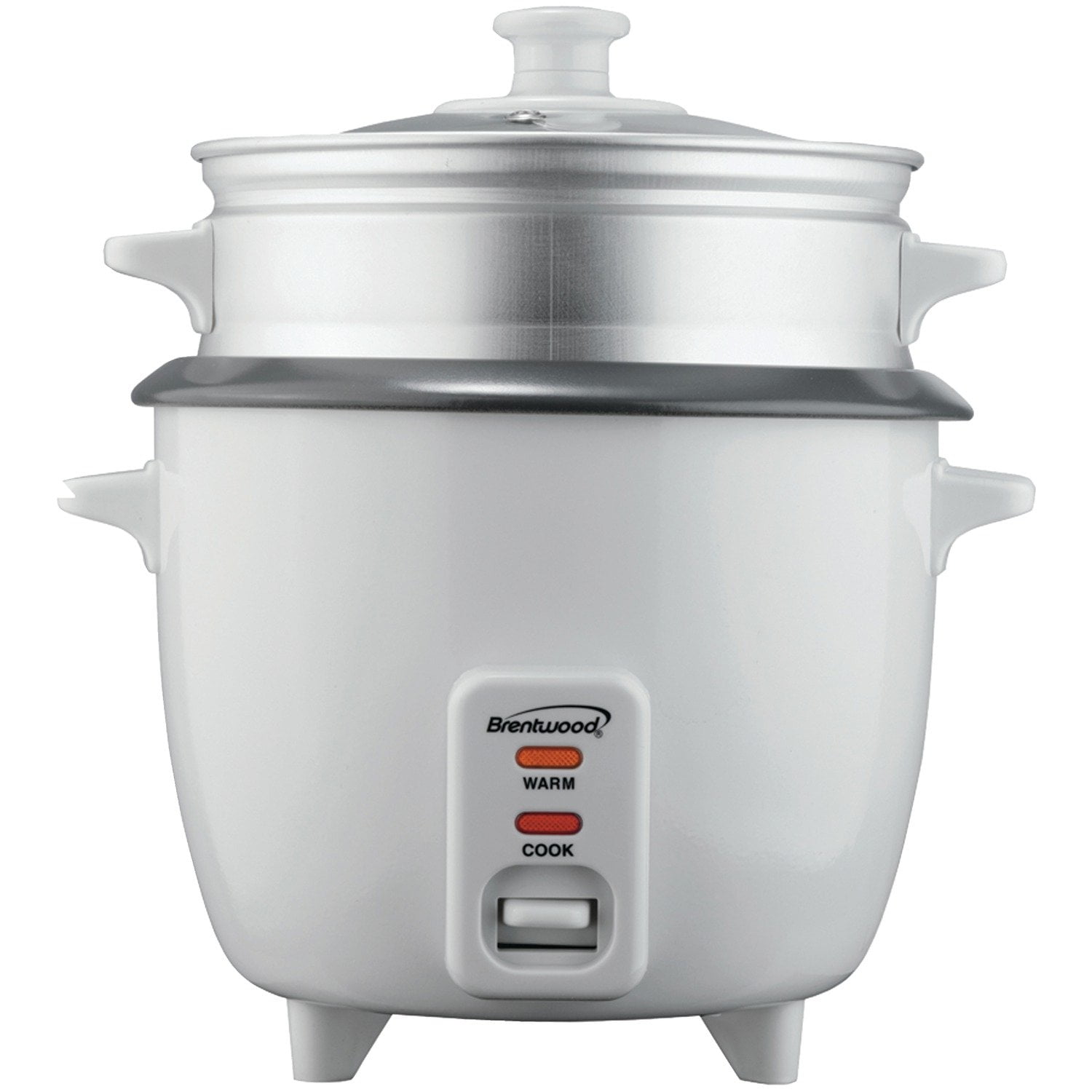 Olla arrocera Brentwood con vaporera 1.5 L, 8 tazas, antiadherente, blanca