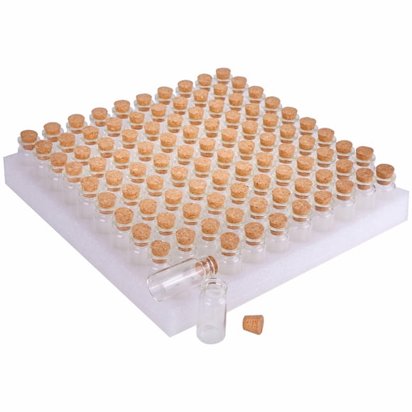 Frasco MaxMau de 10 ml de vidrio con tapones de corcho - paquete de 100
