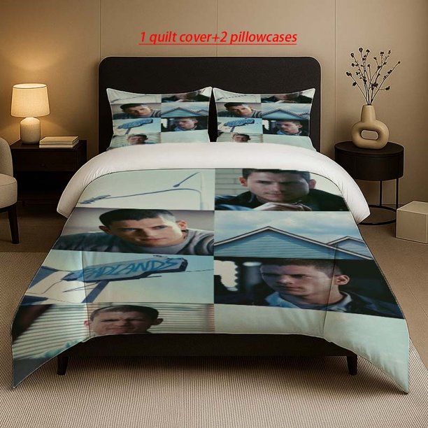 Set Featuring Michael Scofield a Prison Break Character Close-Up Pattern. Soft And Comfortable Bedding Set
