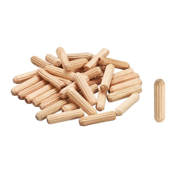 Uxcell Pasadores de Espiga de Madera Varillas de Espiga Rectas Varillas de Espiga Acanaladas para Manualidades Muebles Bricolaje Madera Dura 5mm x 20mm
