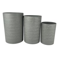 Auckland Outdoor - Macetero Texturizado Cilíndrico Gris Pack 3 Unidades