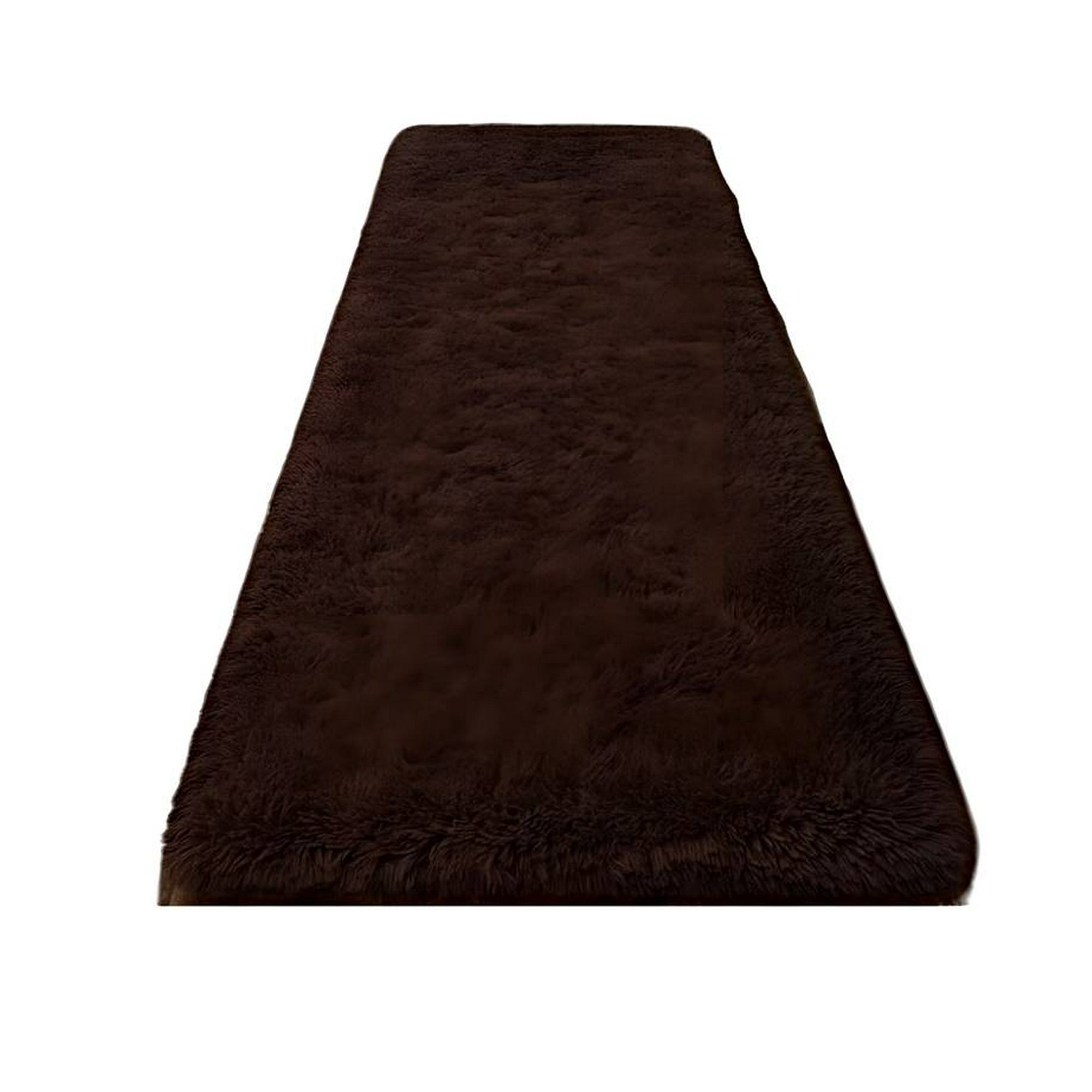 Fei Ya - Juego Por 2 Alfombra Peluda Pasillera Liviana 70x150 Ultra Suave Café