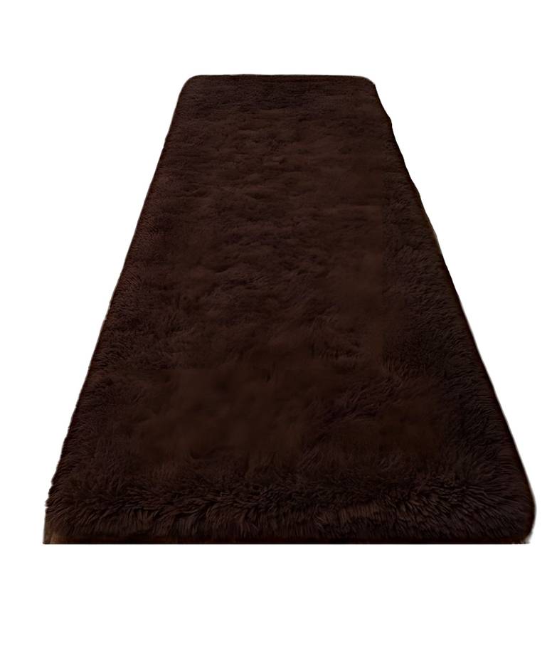Fei Ya - Juego Por 2 Alfombra Peluda Pasillera Liviana 70X150 Ultra Suave Café