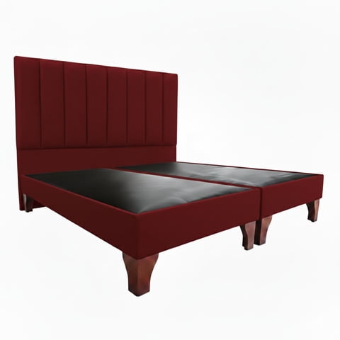 Vitelio - Cama 2 Plazas Modular Base Color Vino + Respaldo
