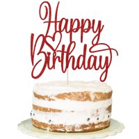 Adorno Para Pastel Florcmet Feliz Cumpleaños Brillo Rojo 14X13 Cm