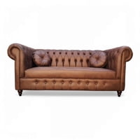 Rh Furniture - Sofá Chesterfield Capitoné Premium Café Envejecido