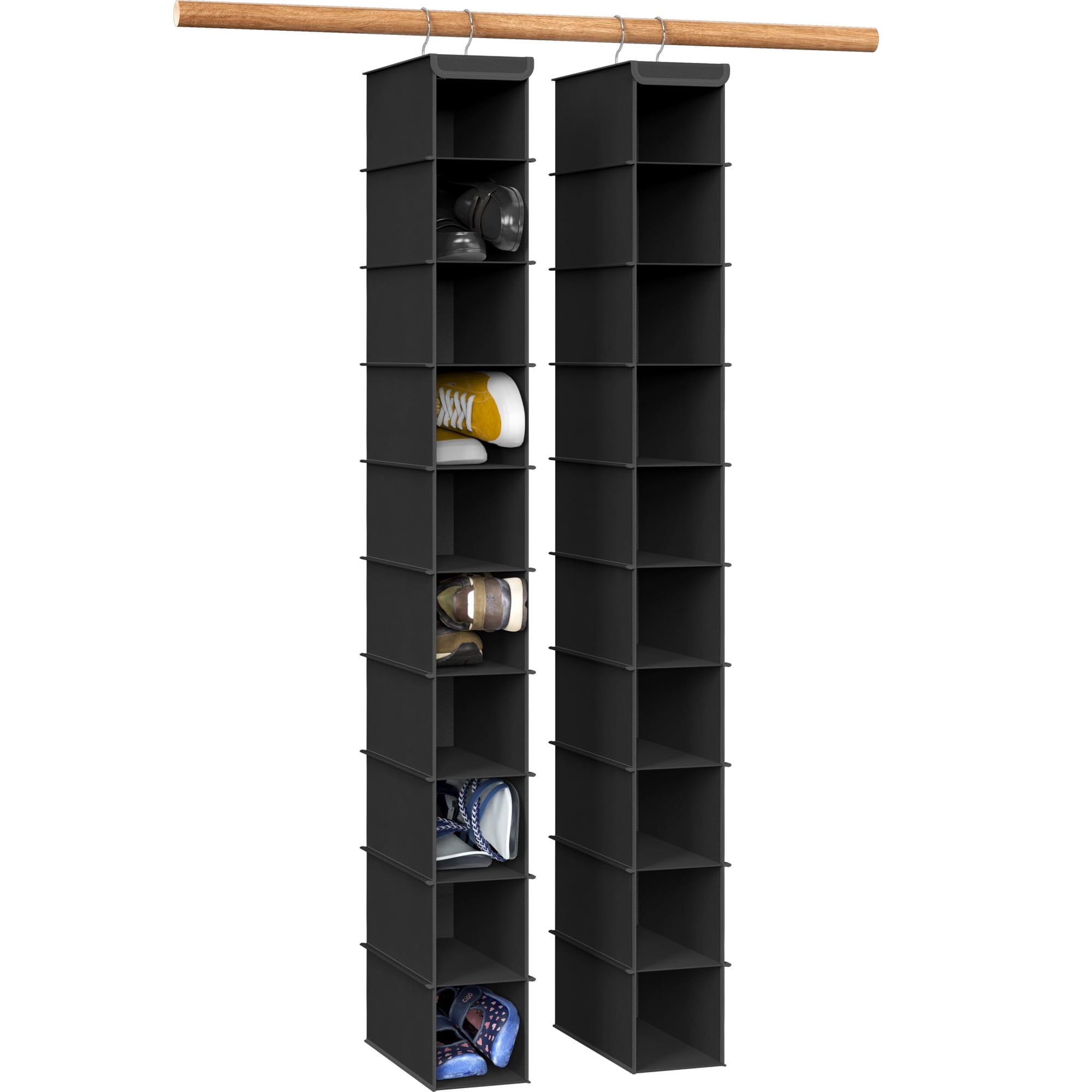 Simple Houseware - Organizador Colgante Simple Para El Hogar, Paquete De 2, 10 Estantes, Negro
