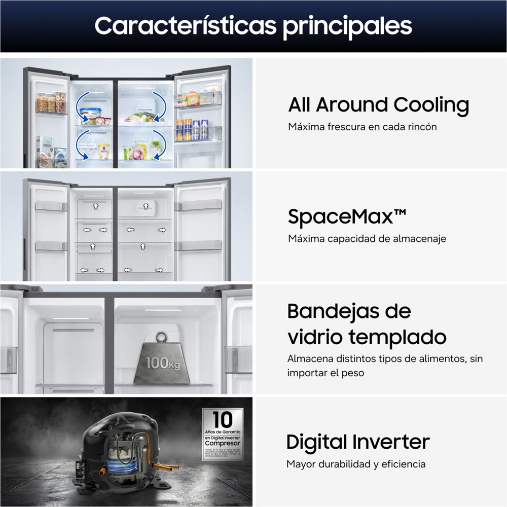 Refrigerador Samsung Side by Side No Frost / RS40H53XDTZS 529 Litros, foto 9