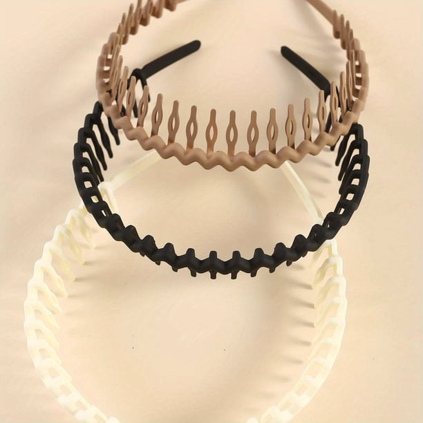 3/4pcs Teeth Hair Band Solid Color Hair Band Simple Style Headband Wavy Nonslip Headdress For Women Girls Men Washing Face Skincare Makeup