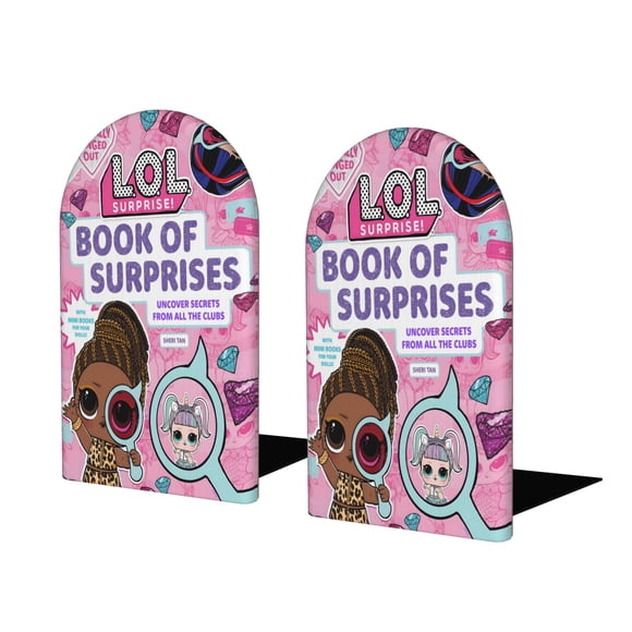 L.O.L. Surprise! Sujetalibros decorativos temáticos, tope para estantería con base antideslizante, uso dual para hogar y oficina - 2 piezas