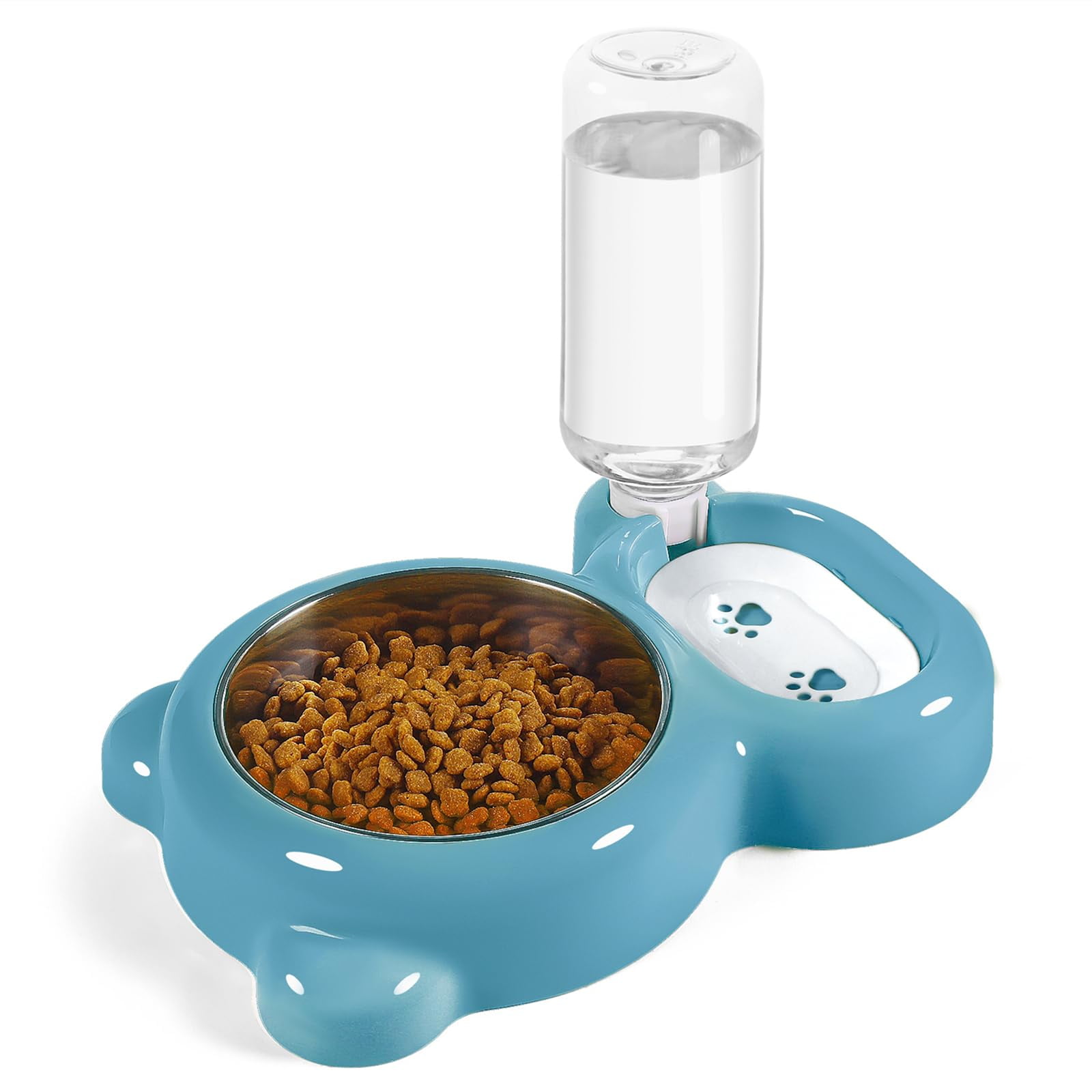 Azwraith - Set De Cuencos Para Comida Y Agua Para Mascotas Con Dispensador De Agua - Azul