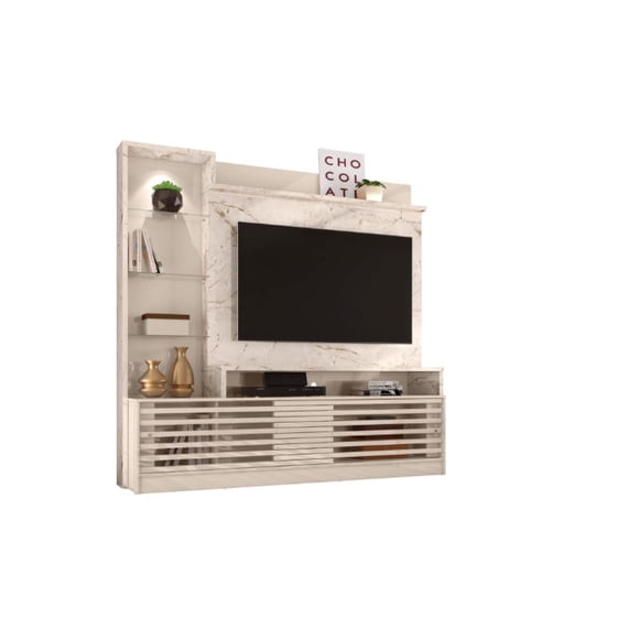 Rack Home Tv Prime Calacatta 55 Pulgadas Mdp Blanco Marmolado