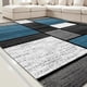 thumbnail image 3 of Alfombra moderna 200x240 cm diseño cuadro azul elegante decorativa wm, 3 of 3
