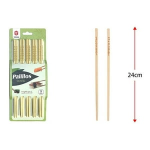 Genérico - Palillos Chinos Bambú (5 Pares) 24 Centímetros Largo
