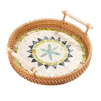 Bothyi - Bandeja De Servicio De Ratán Tejida, Bandeja De Almacenamiento Decorativa Para Encimera, Mesa De Fiesta, Tamaño Mediano, Multicolor