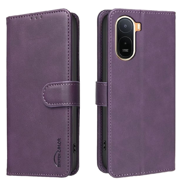 Funda Billetera para Xiaomi Redmi A7 Pro Protección RFID y Soporte Ajustable Morado
