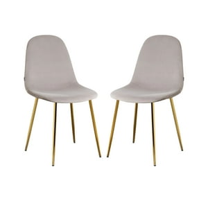 Habita2 Chile - Pack 2 Sillas Trendytop Para Comedor Asiento Felpa Estructura Dorada - Gris