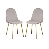 Habita2 Chile - Pack 2 Sillas Trendytop Para Comedor Asiento Felpa Estructura Dorada - Gris