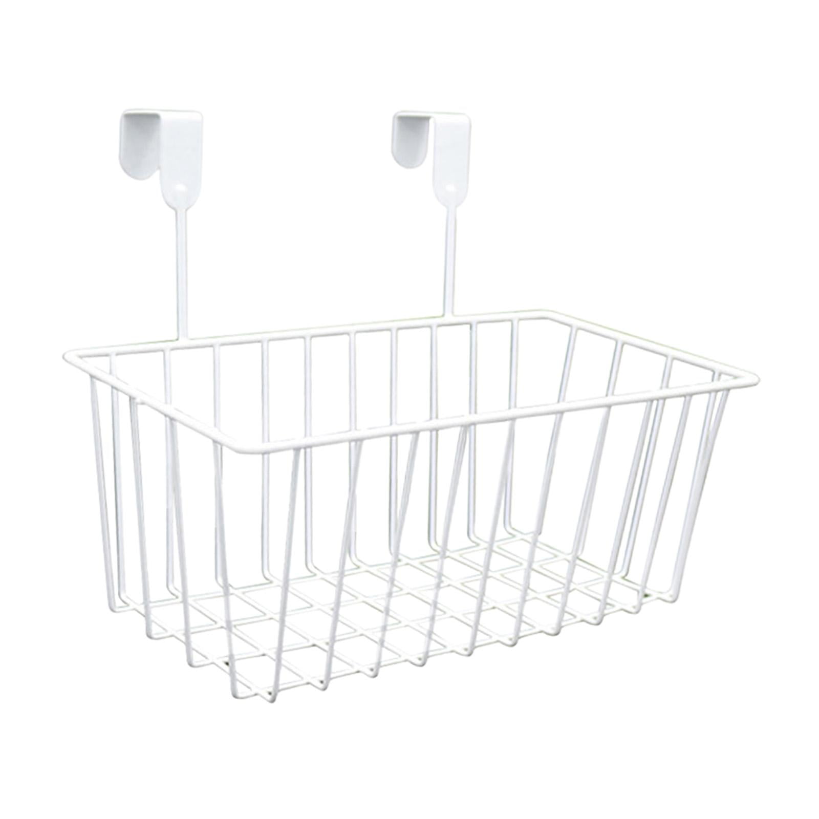 Magideal - Cesta Organizadora Colgante De Metal Para Almacenamiento Cesta De Rejilla Con Ganchos Organizador Para Puerta De Gabinete Apta Para Cocina Baño Despen Blanco