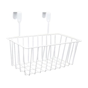 Magideal - Cesta Organizadora Colgante De Metal Para Almacenamiento Cesta De Rejilla Con Ganchos Organizador Para Puerta De Gabinete Apta Para Cocina Baño Despen Blanco