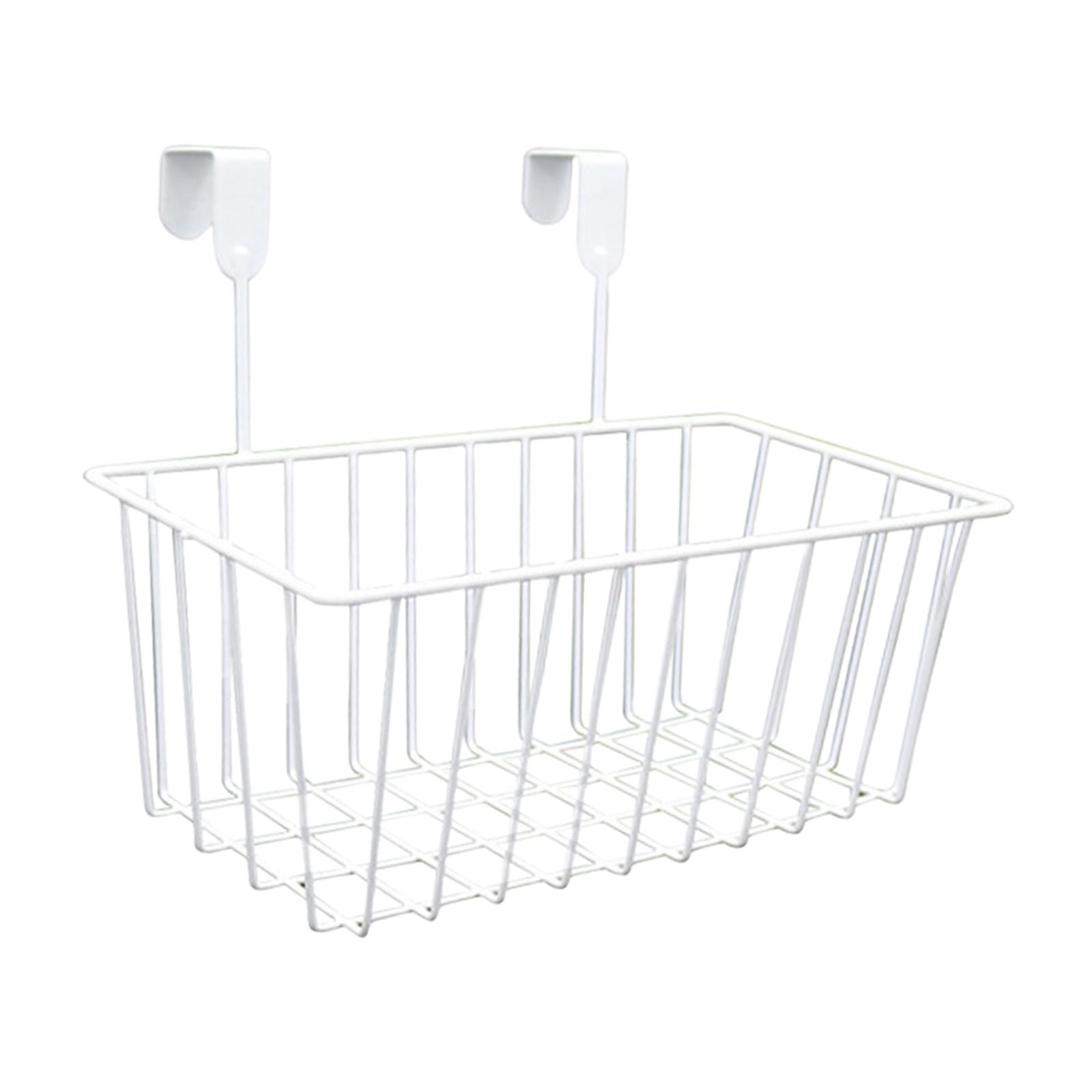 Magideal - Cesta Organizadora Colgante De Metal Para Almacenamiento Cesta De Rejilla Con Ganchos Organizador Para Puerta De Gabinete Apta Para Cocina Baño Despen Blanco