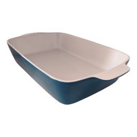 Genérico - Fuente De Cerámica P/Horno Tipo Gres - Rectangular 39X24 Blanco/Azul P1391