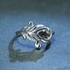 thumbnail image 2 of Peacock Tail Ring Inlaid Teardrop Cut Rainbow Zircon Elegant Promise Finger Ring, 2 of 3