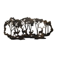 Bothyi - Decoración De Arte De Pared De Metal Ciervos En El Bosque Medida 15.7X7 Pulgadas Color Negro