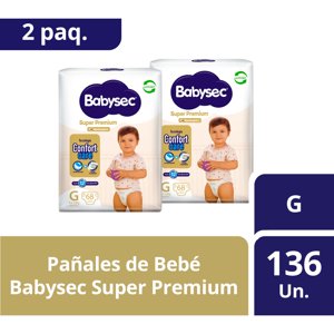 2 Paquetes De Pañales De Bebé Babysec Super Premium 136 Un G