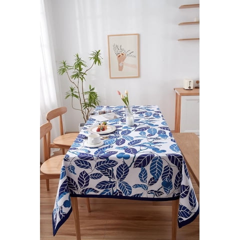 Todo Hogar Santiago De Chile - Mantel Doble De Algodón -Hojas Azules