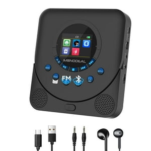 Reproductor De Cd Portátil Monodeal Dual Stereo Con Bluetooth Y Fm