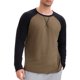 thumbnail image 5 of Camiseta de Hombre de Manga Larga con Bloques de Color Casual Raglán 2XL Marrón Negro, 5 of 6