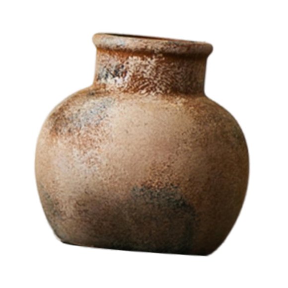 Jarrón Rústico De Cerámica Wabi Sabi Para Centro De Mesa, Oficina, Granja, Flores, Color óxido, 15 X 15 X 14 Cm