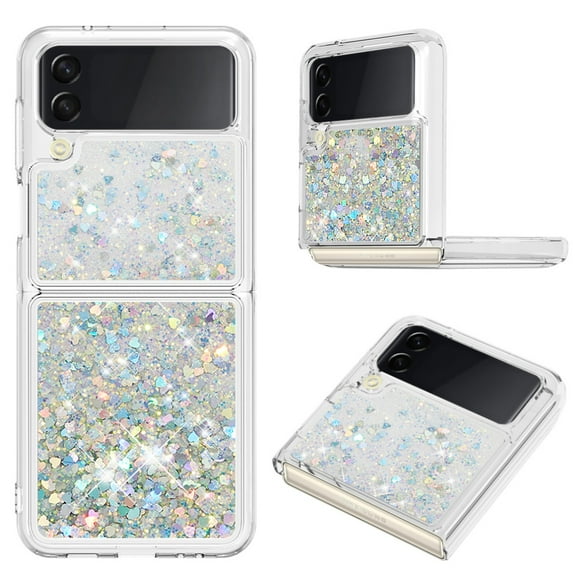 Funda Para Sansung Galaxy Z Flip 4 Con Brillo Líquido, Protección Completa Y Soporte De Anillo Giratorio