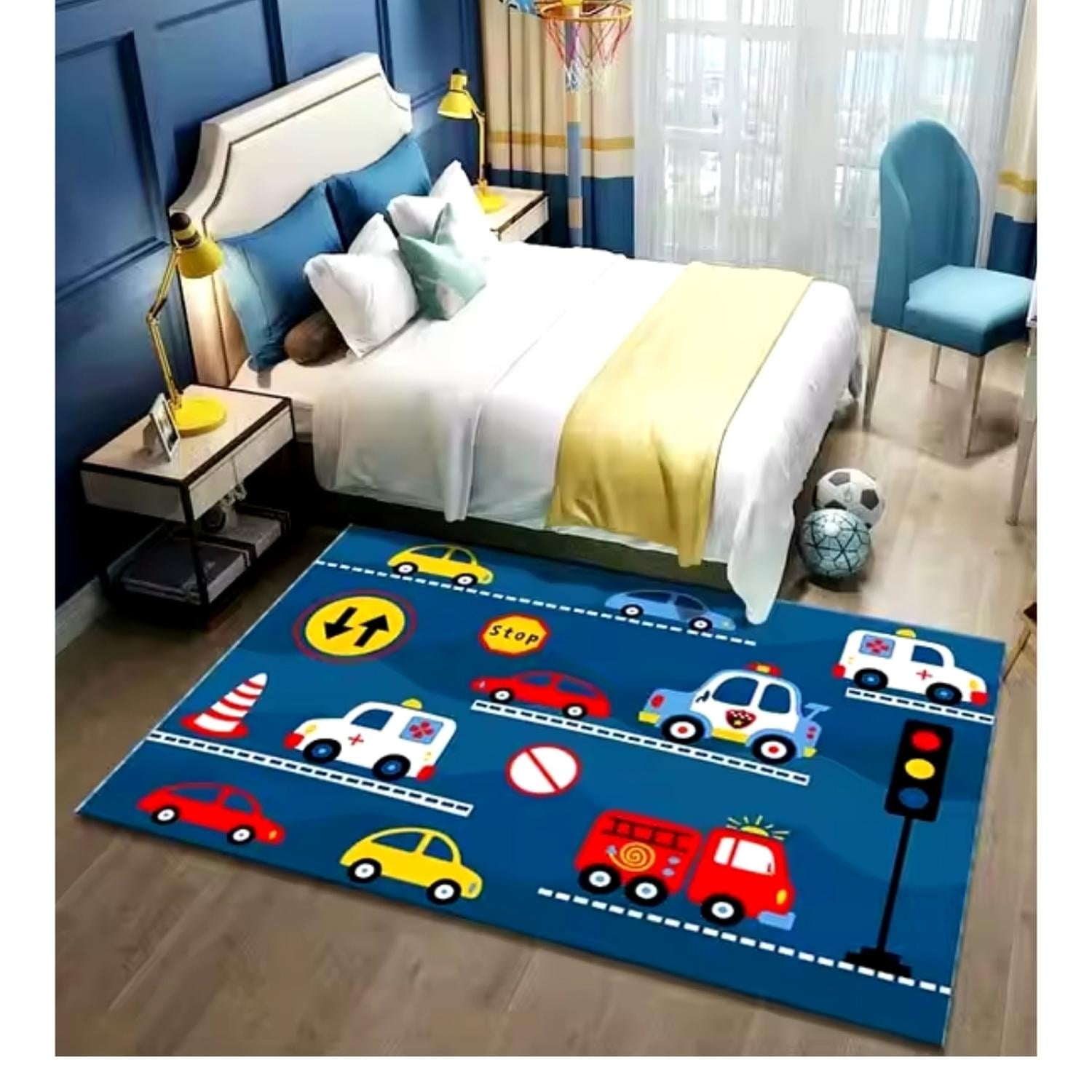 Auckland Outdoor - Alfombra Infantil Autos 80x120 Cm. Dormitorio 3d
