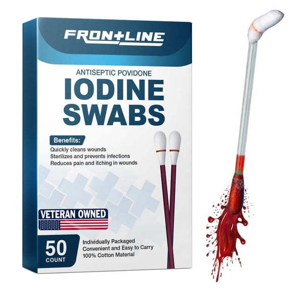 Solución de povidona yodada al 10% de Swabs FRONTLINE, 50 unidades