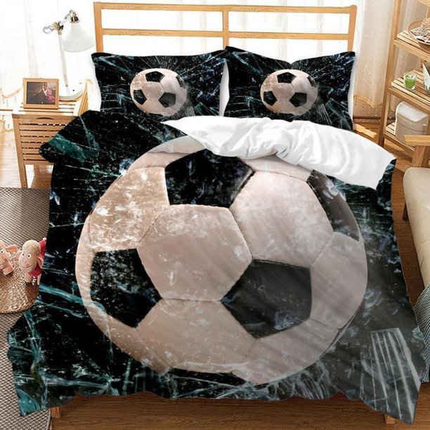 Cartoon Colorful Footballs Quilt Duvet Cover Set Soft Kids Home Textiles3-Piece Bedding Set
