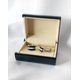 thumbnail image 4 of Colleras Gemelos Camisa Rectangulares Rayas Negro Plata Plateado, 4 of 5