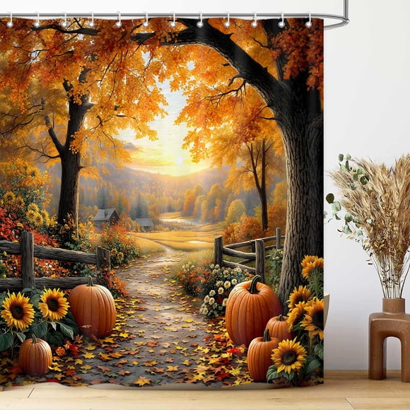 Cortina de Ducha MDDGKH 180 cm Bosques de Otoño con Ganchos