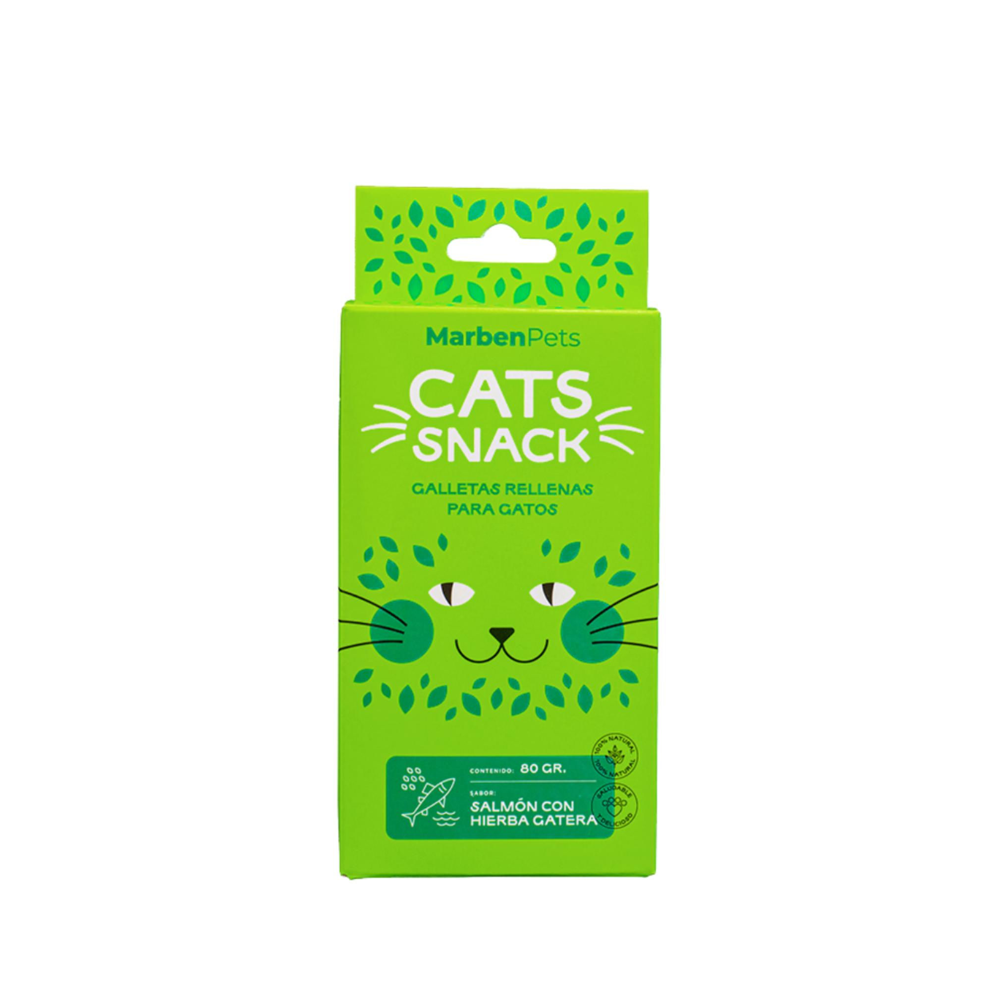 Cats Snack - Galleta Rellena Gato Sabor Salmon Con Hierba Gatera Caja