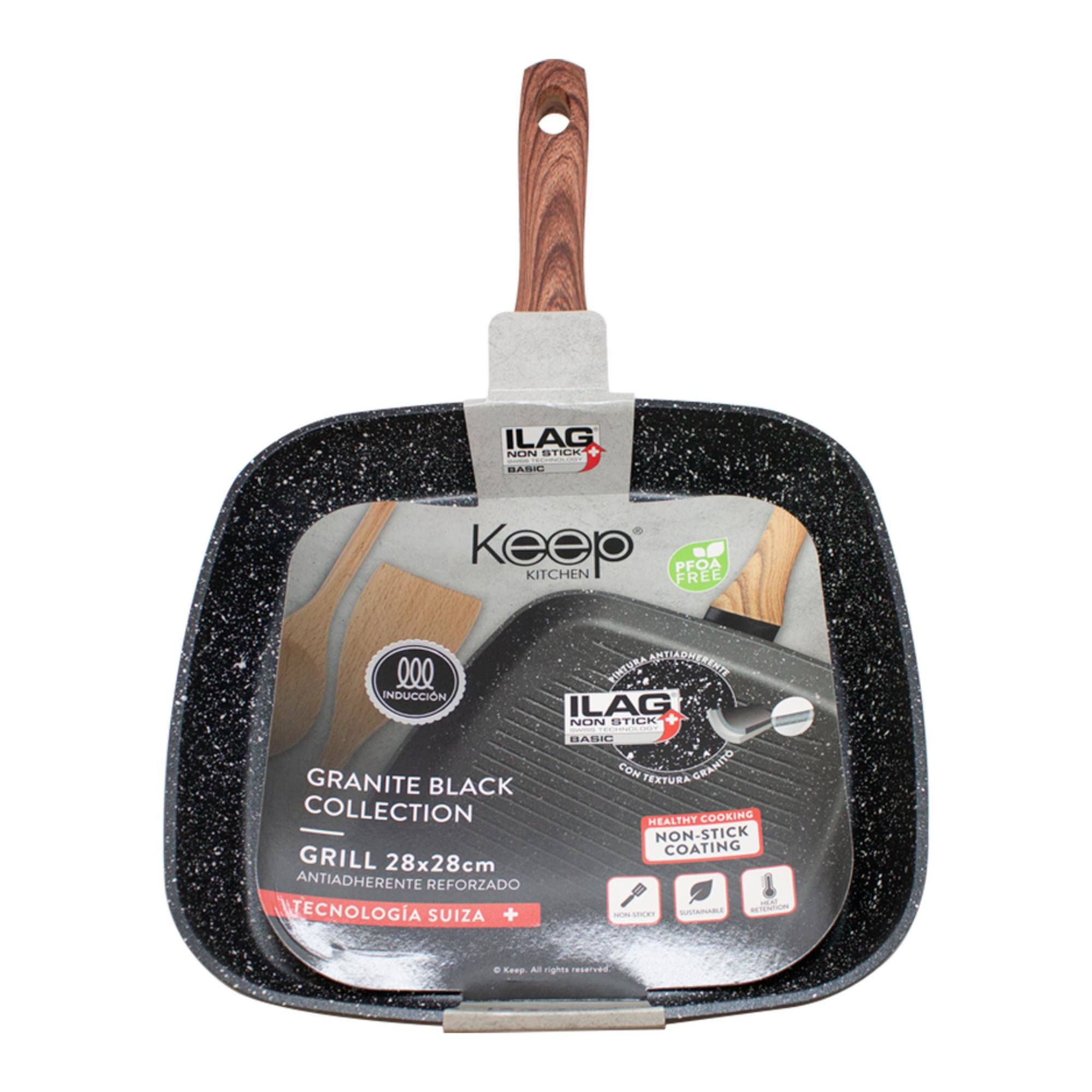 Keep - Sartén Grill 28 Cm Granite Aluminio Forjado Negro