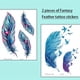 thumbnail image 1 of 2 sheets Dreamy Feather Flower Tattoo Stickers - Waterproof and Sweat Proof Arm and Leg Stickers, 1 of 2