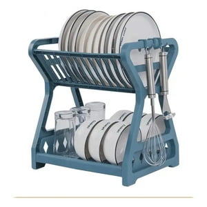 Genérico - Escurridor De Platos 2 Niveles Plástico Azul Organizador