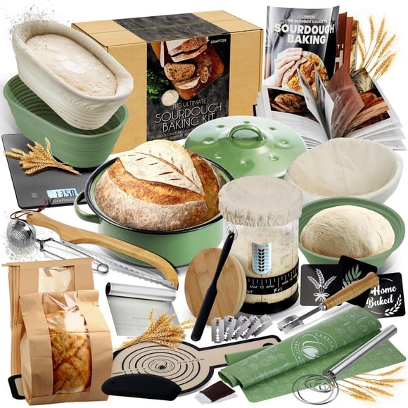 Kit de inicio de masa madre CraftZee, todo incluido, con bote de 1 litro