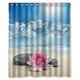 thumbnail image 1 of Cortina de ducha con diseño de flores de playa, juego de cortinas de baño con ganchos, tamaño 60 x 72 pulgadas, 1 of 3