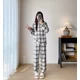 thumbnail image 5 of Conjuntos de pijama para hombre, ropa de casa informal con estampado a cuadros, camisetas de manga larga, pantalones con cuello vuelto, pijamas de noche, regalos para hombres, 5 of 5