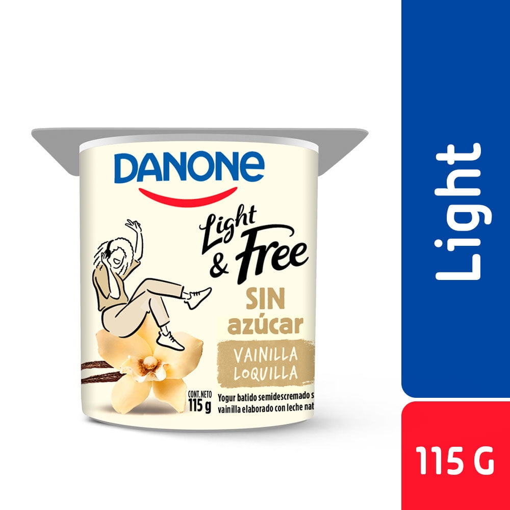 Yoghurt Batido Light & Free Sin Azúcar Sabor Vainilla Pote 115 g Danone