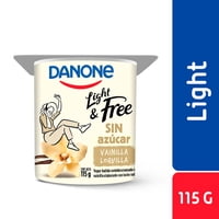 Yoghurt Batido Light & Free Sin Azúcar Sabor Vainilla Pote 115 G Danone