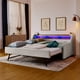 thumbnail image 2 of Twin Size Upholstery Sofa Bed with Three LED lights, with Storage Adjustable Headboard, with Foldable Leg Pull up Trundle Bed and Wireless Charging, Linen Padded Sofa Bed frame, Beige, 2 of 3